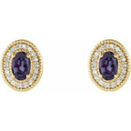 Oval 4-Prong Halo-Style Earrings