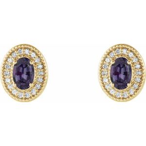 Oval 4-Prong Halo-Style Earrings