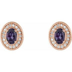 Oval 4-Prong Halo-Style Earrings