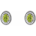 Oval 4-Prong Halo-Style Earrings
