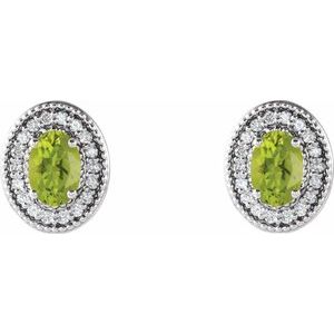 Oval 4-Prong Halo-Style Earrings