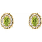 Oval 4-Prong Halo-Style Earrings