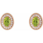 Oval 4-Prong Halo-Style Earrings