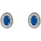 Oval 4-Prong Halo-Style Earrings