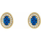 Oval 4-Prong Halo-Style Earrings