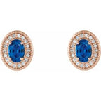 Oval 4-Prong Halo-Style Earrings