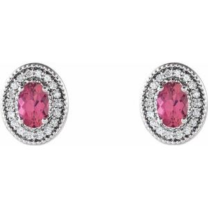 Oval 4-Prong Halo-Style Earrings