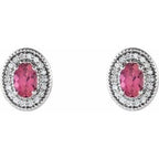 Oval 4-Prong Halo-Style Earrings