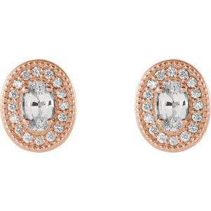 Oval 4-Prong Halo-Style Earrings