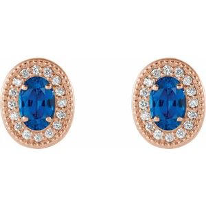 Oval 4-Prong Halo-Style Earrings