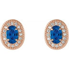 Oval 4-Prong Halo-Style Earrings