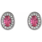 Oval 4-Prong Halo-Style Earrings