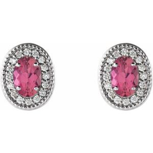 Oval 4-Prong Halo-Style Earrings