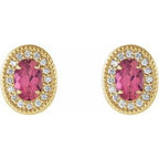 Oval 4-Prong Halo-Style Earrings
