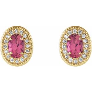 Oval 4-Prong Halo-Style Earrings