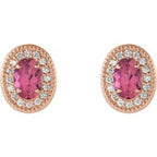 Oval 4-Prong Halo-Style Earrings
