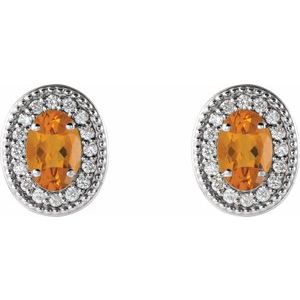 Oval 4-Prong Halo-Style Earrings