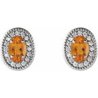 Oval 4-Prong Halo-Style Earrings