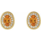 Oval 4-Prong Halo-Style Earrings