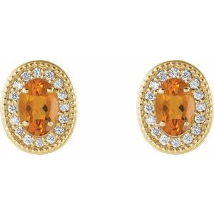 Oval 4-Prong Halo-Style Earrings