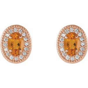 Oval 4-Prong Halo-Style Earrings