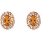 Oval 4-Prong Halo-Style Earrings