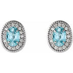 Oval 4-Prong Halo-Style Earrings