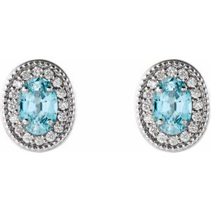 Oval 4-Prong Halo-Style Earrings