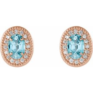 Oval 4-Prong Halo-Style Earrings