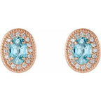 Oval 4-Prong Halo-Style Earrings