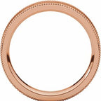 Milgrain Edge Comfort-Fit Flat Band with Satin Hammer Finish
