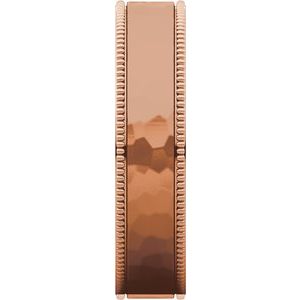 Milgrain Edge Comfort-Fit Flat Band with Satin Hammer Finish