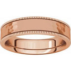 Milgrain Edge Comfort-Fit Flat Band with Satin Hammer Finish