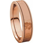 Milgrain Edge Comfort-Fit Flat Band with Satin Hammer Finish