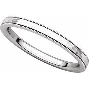 Milgrain Edge Comfort-Fit Flat Band with Satin Hammer Finish