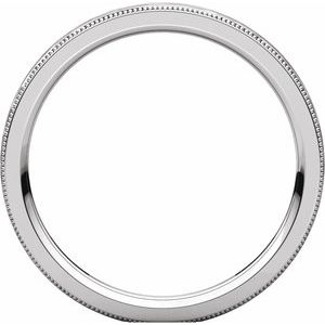 Milgrain Edge Comfort-Fit Flat Band with Satin Hammer Finish