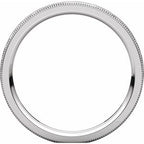 Milgrain Edge Comfort-Fit Flat Band with Satin Hammer Finish