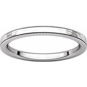 Milgrain Edge Comfort-Fit Flat Band with Satin Hammer Finish