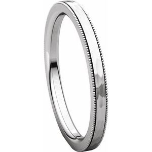 Milgrain Edge Comfort-Fit Flat Band with Satin Hammer Finish