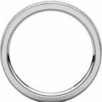 Milgrain Edge Comfort-Fit Flat Band with Satin Hammer Finish
