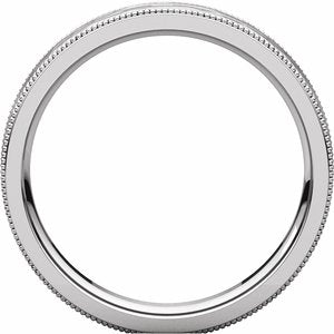 Milgrain Edge Comfort-Fit Flat Band with Satin Hammer Finish