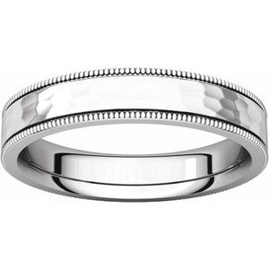 Milgrain Edge Comfort-Fit Flat Band with Satin Hammer Finish