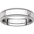 Milgrain Edge Comfort-Fit Flat Band with Satin Hammer Finish
