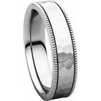 Milgrain Edge Comfort-Fit Flat Band with Satin Hammer Finish