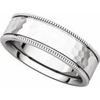Milgrain Edge Comfort-Fit Flat Band with Satin Hammer Finish