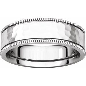 Milgrain Edge Comfort-Fit Flat Band with Satin Hammer Finish