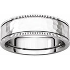 Milgrain Edge Comfort-Fit Flat Band with Satin Hammer Finish