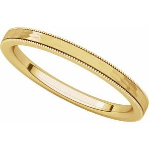 Milgrain Edge Comfort-Fit Flat Band with Satin Hammer Finish