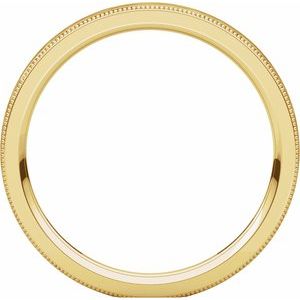 Milgrain Edge Comfort-Fit Flat Band with Satin Hammer Finish