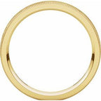 Milgrain Edge Comfort-Fit Flat Band with Satin Hammer Finish
